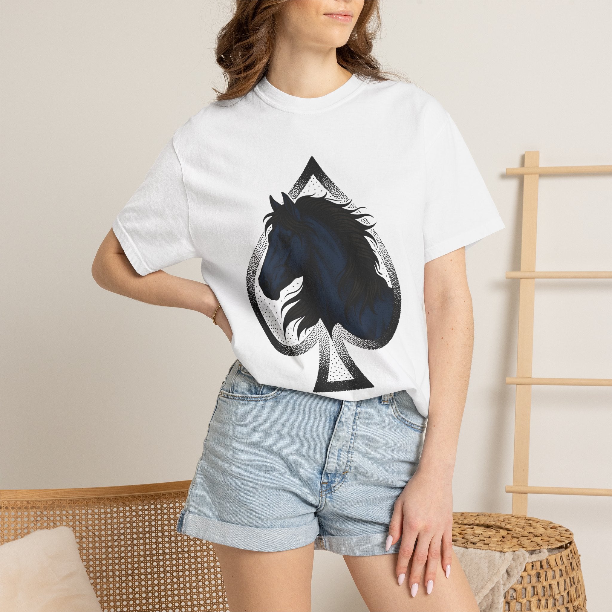 Horse Ace Shirt Cowgirl Cowboy Gift Women Traditional Tee Stallion T-Shirt Rodeo Fan Classic Tshirt Cowboy Graphic Retro Hair Tshirt