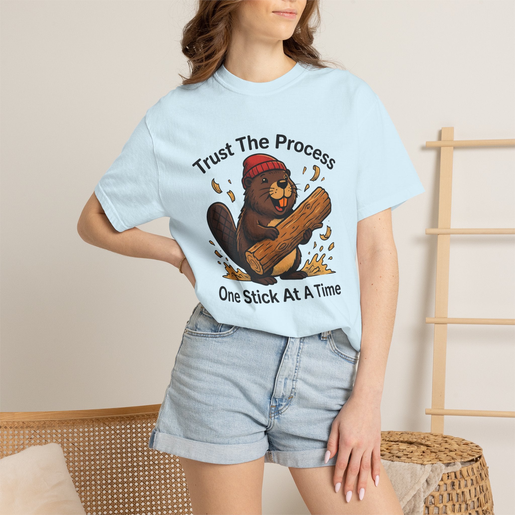 Beaver Log Shirt Funny Animal Gift Women Cartoon Tee Dam T-Shirt Humor Fan Comic Tshirt Wildlife Graphic Vintage Red Beanie Tshirt