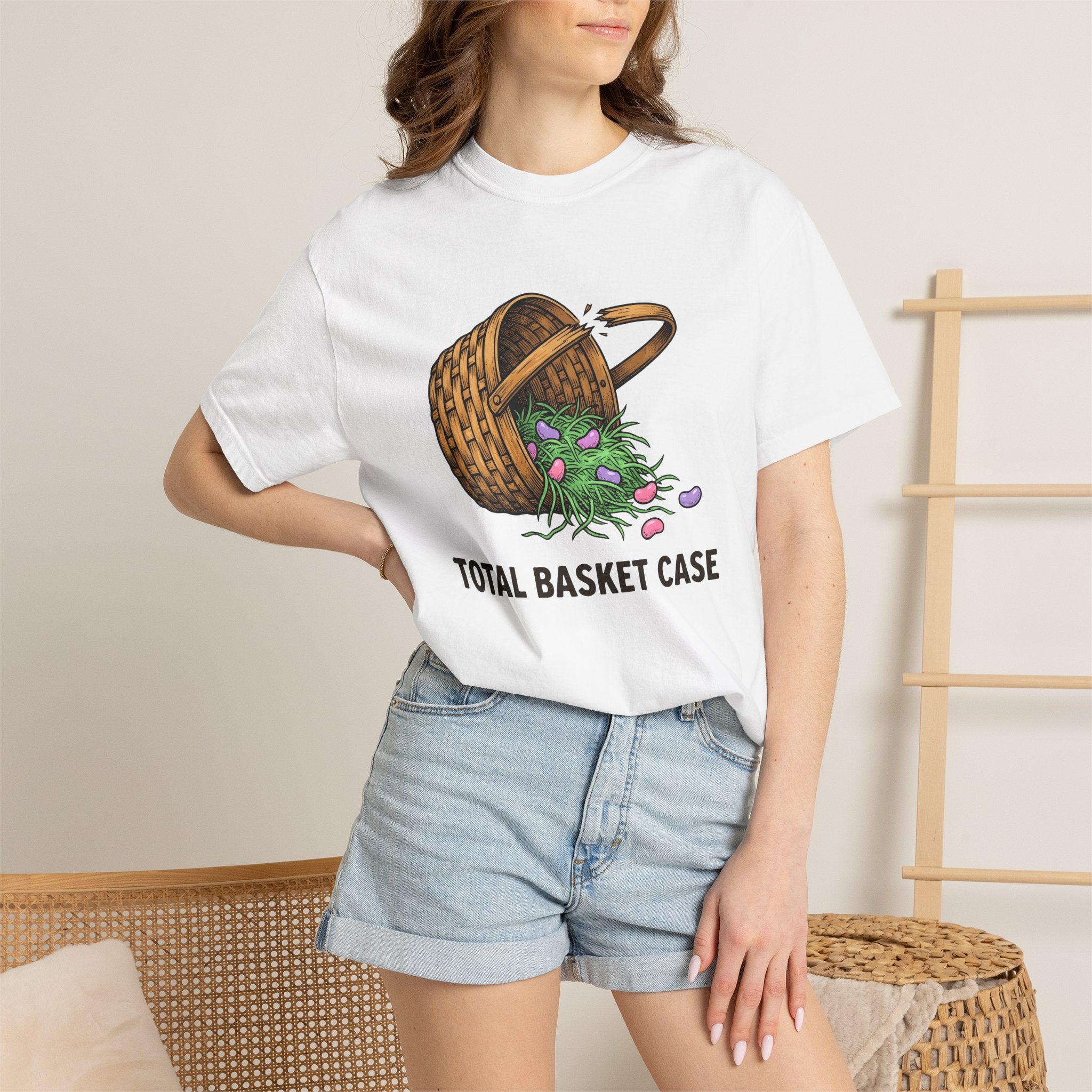 Shattered Basket Shirt Easter Laugh Gift Women Funny Drawing Tee Broken Basket T-Shirt Easter Fan Broken Hamper Graphic Tshirt Doodle Sweets