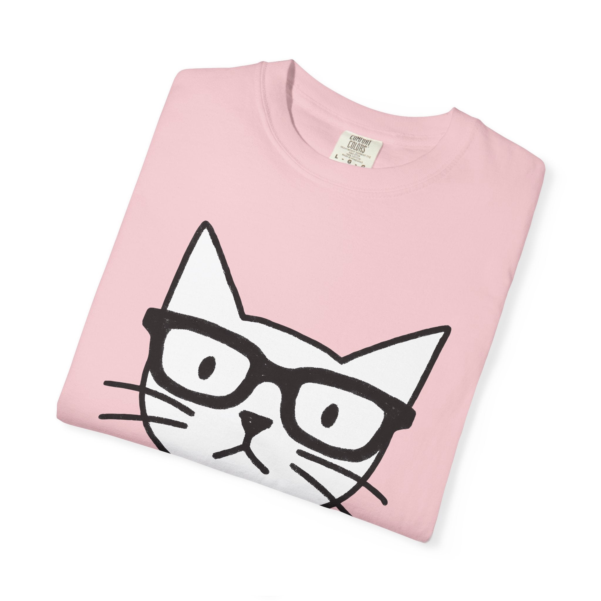 Feline Face Shirt Cat Joke Gift Women Cartoon Tee Cat T-Shirt Kitty Fan Cartoonish Tshirt Humor Graphic Clean Eyeglasses Tshirt