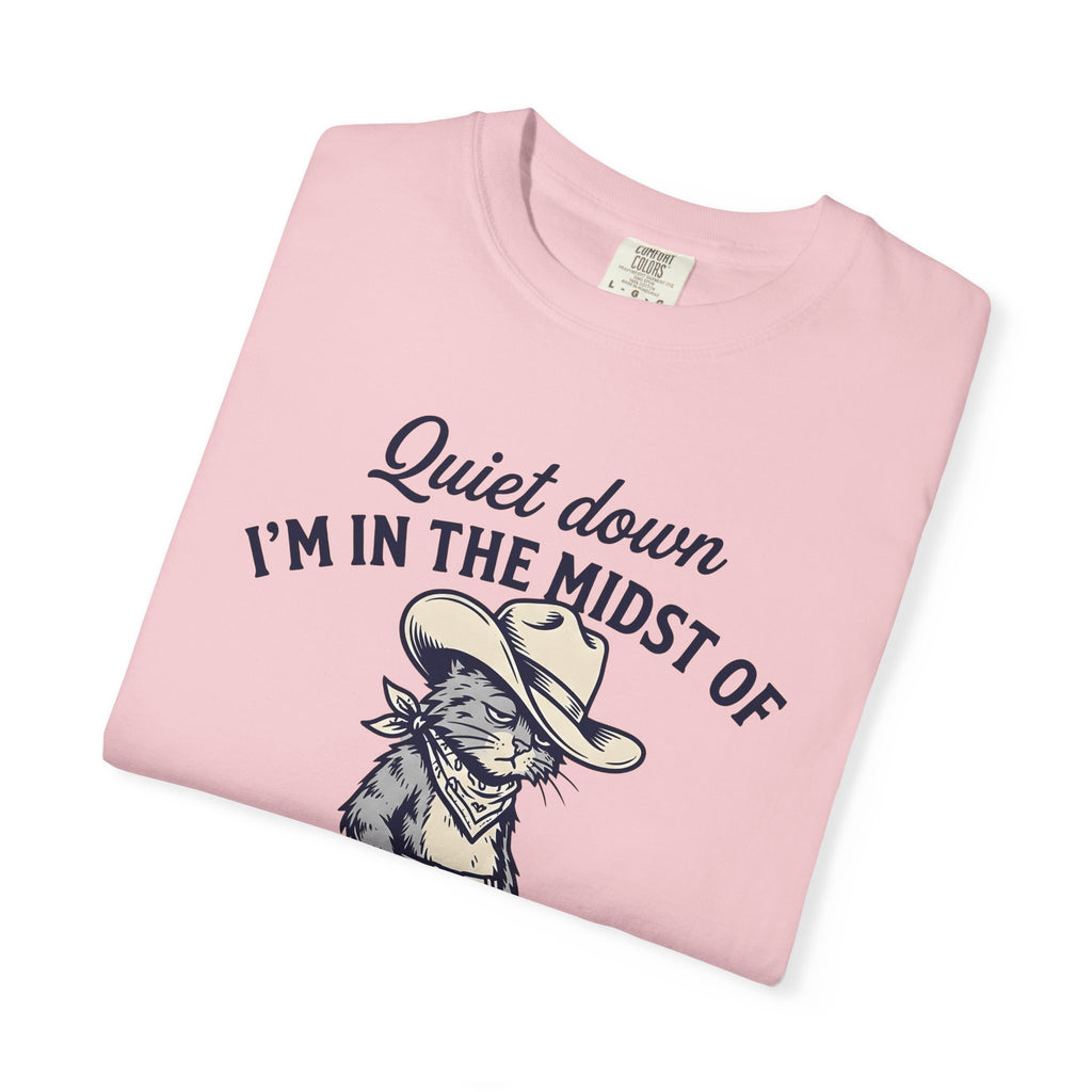 Cat Cowboy Shirt Cat Country Gift Women Animated Tee Kitty T-Shirt Cat Fan Cartoon Tshirt Country Graphic Classic Leather Boots Tshirt