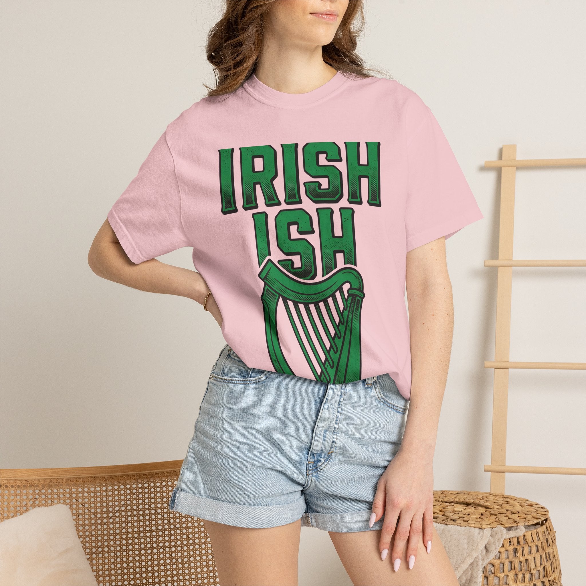 Harp Drawing Shirt St Patrick's Day Gaelic Gift Women Graphic Tee Lyre T-Shirt Shamrock Fan Celtic Tshirt Gaelic Graphic Classic Antique
