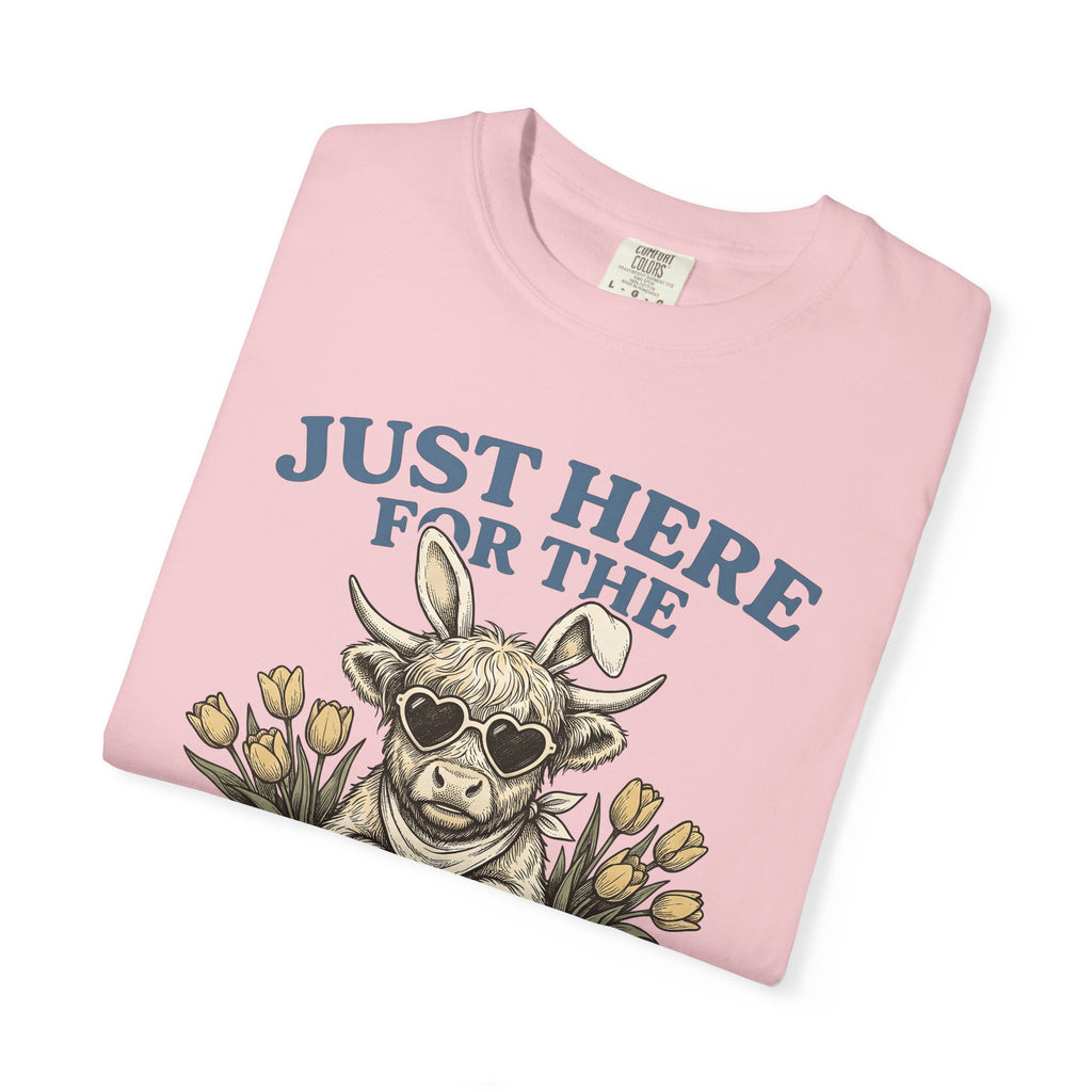 Cow Bunny Ears Shirt Easter Creatures Gift Women Country Tee Bunny T-Shirt Easter Fan Easter Bunny Graphic Rustic Tshirt Shabby Chic Tulips