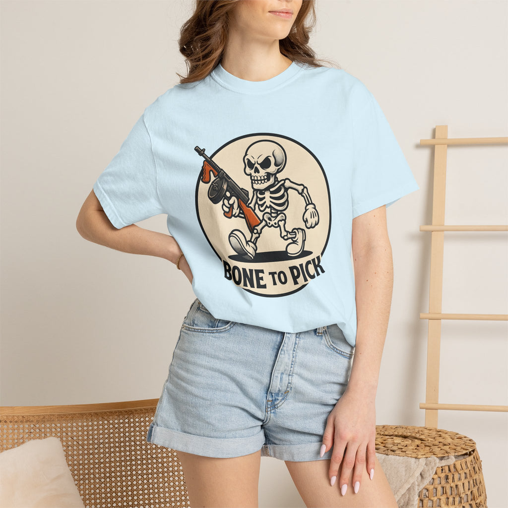Skull Mobster Shirt Halloween Bones Gift Women Comic Tee Gangster T-Shirt Horror Fan Cartoon Tshirt Skeleton Graphic Vintage Machine Gun