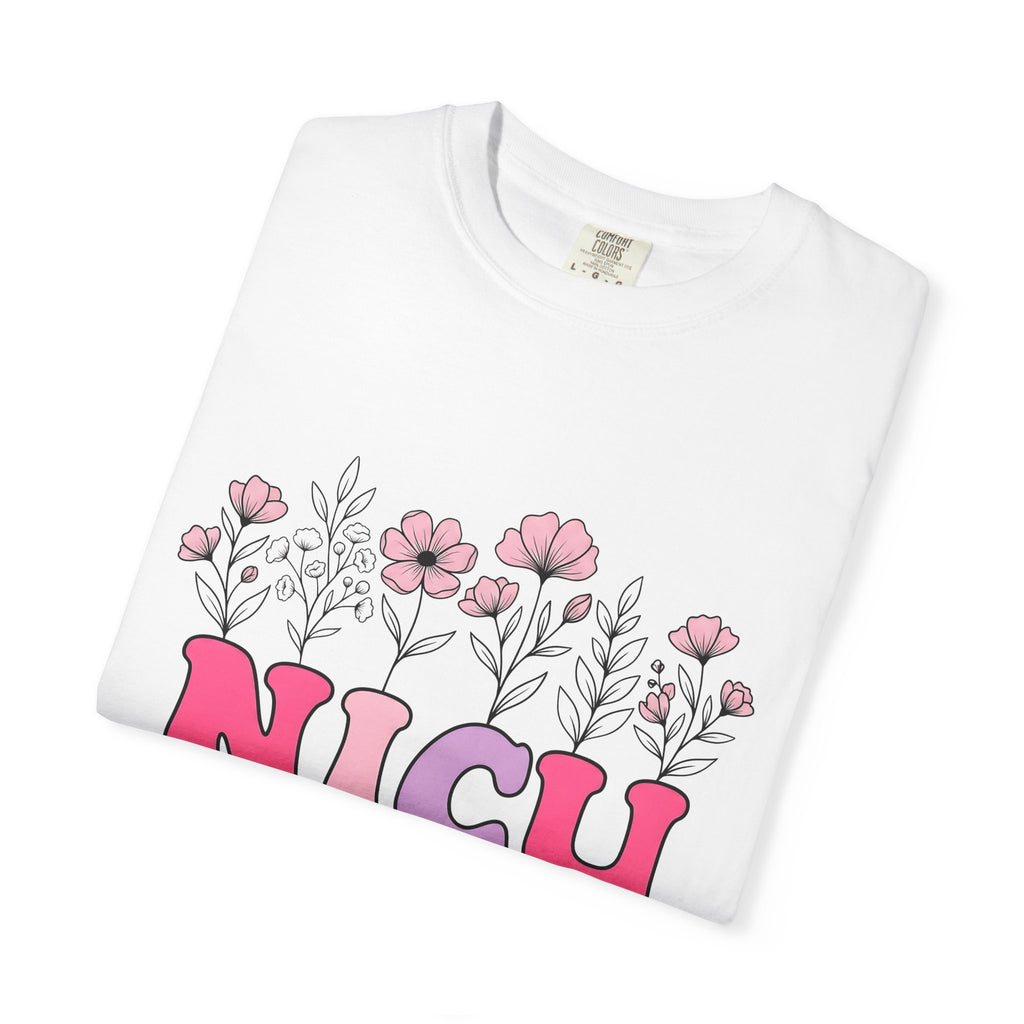 Floral Letters Shirt NICU Nurse Healthcare Gift Women Whimsical Tee Alphabet T-Shirt Nurse Practitioner Enthusiast Illustrative Tshirt