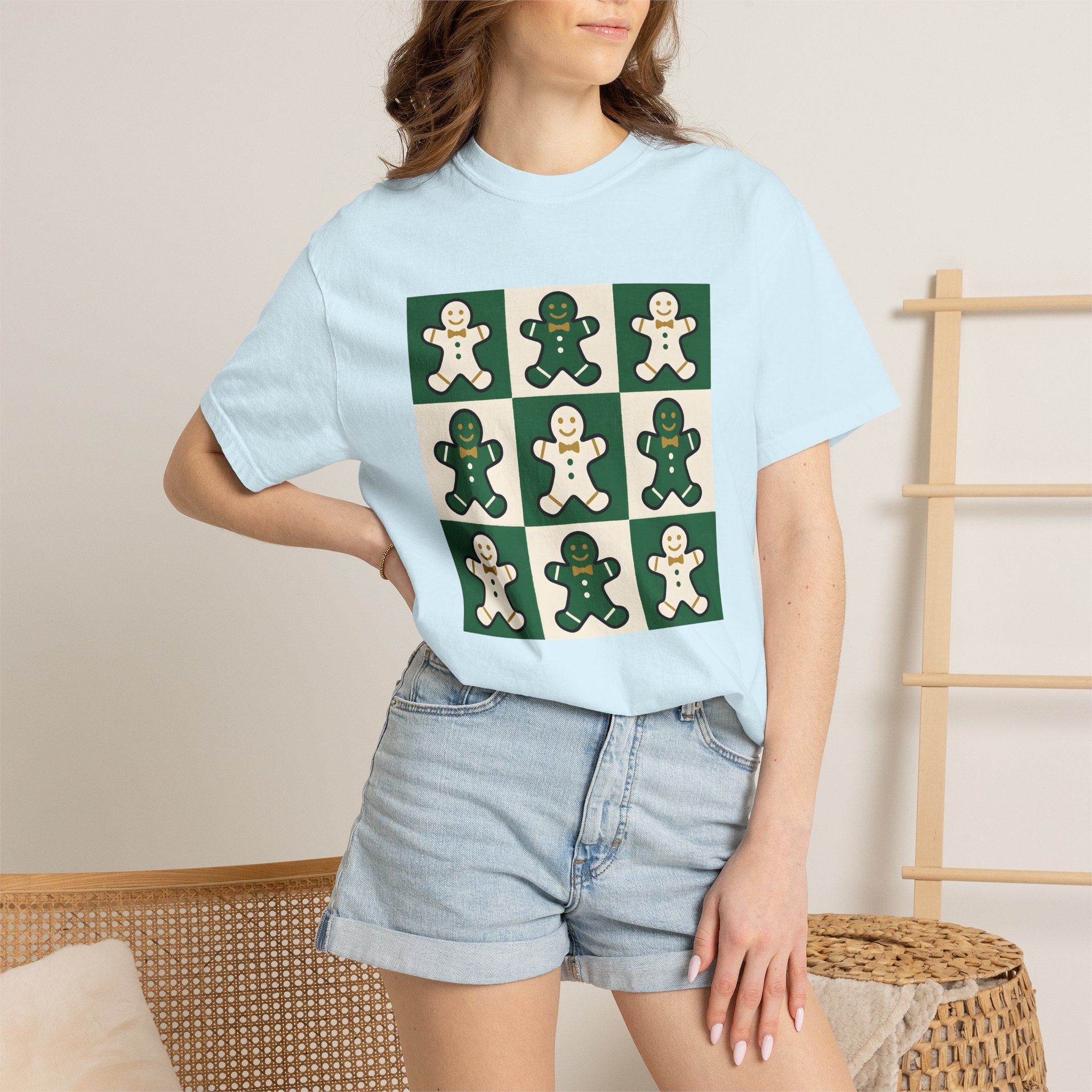 Gingerbread Treat Shirt Christmas Dessert Gift Women Modern Tee Cookie T-Shirt Christmas Fan Cookie Tshirt Sweet Graphic Classic Ribbon Bow