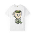 Coffee Mug Mascot Shirt Coffee Cowgirl Gift Women Cute Tee Mascot T-Shirt Coffee Fan Kawaii Tshirt Rodeo Graphic Comic Western Boots Tshirt