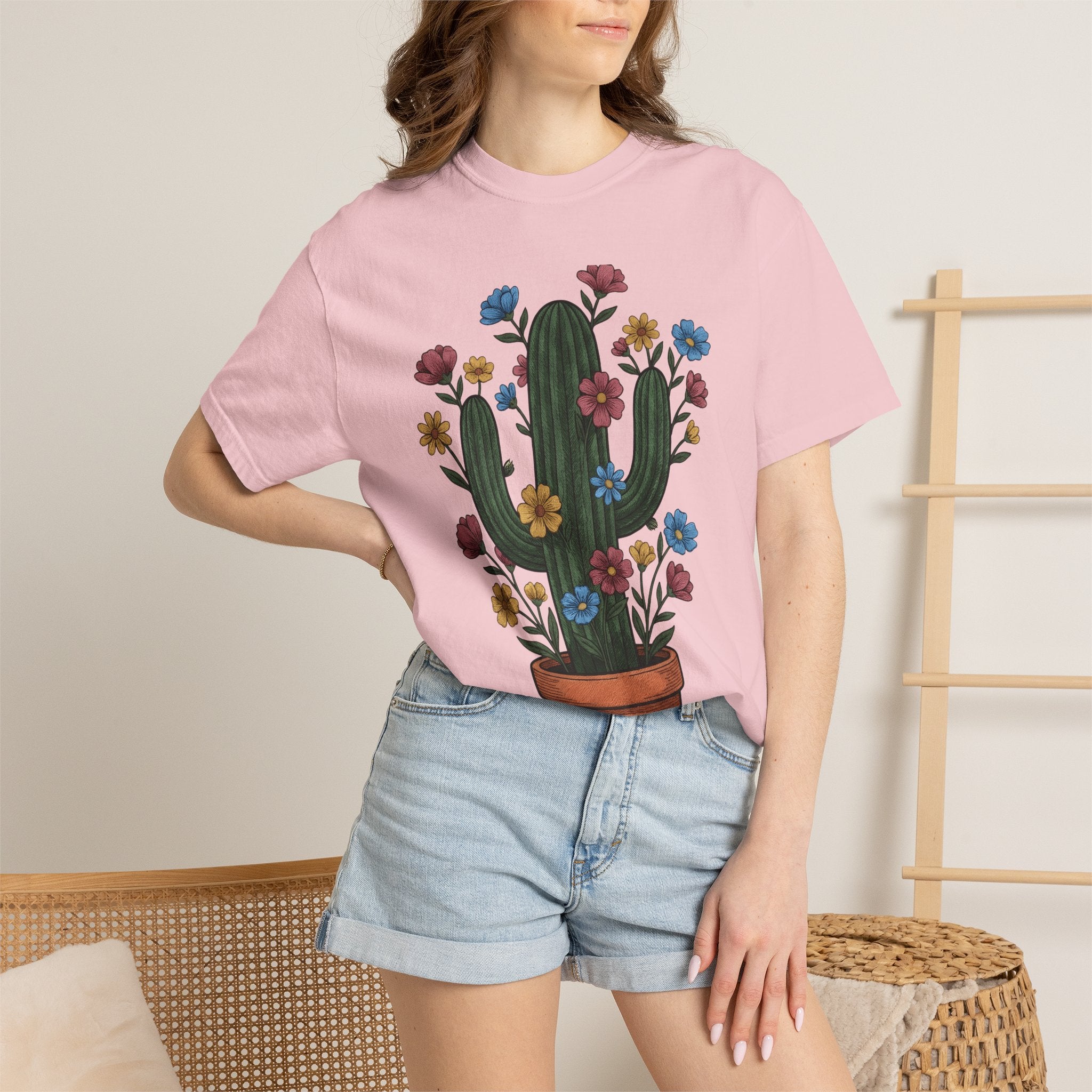 Spiky Blossoms Shirt Cowgirl Canyon Gift Women Native Tee Flower T-Shirt Rodeo Fan Tribal Tshirt Canyon Graphic Sketch Terra Cotta Container