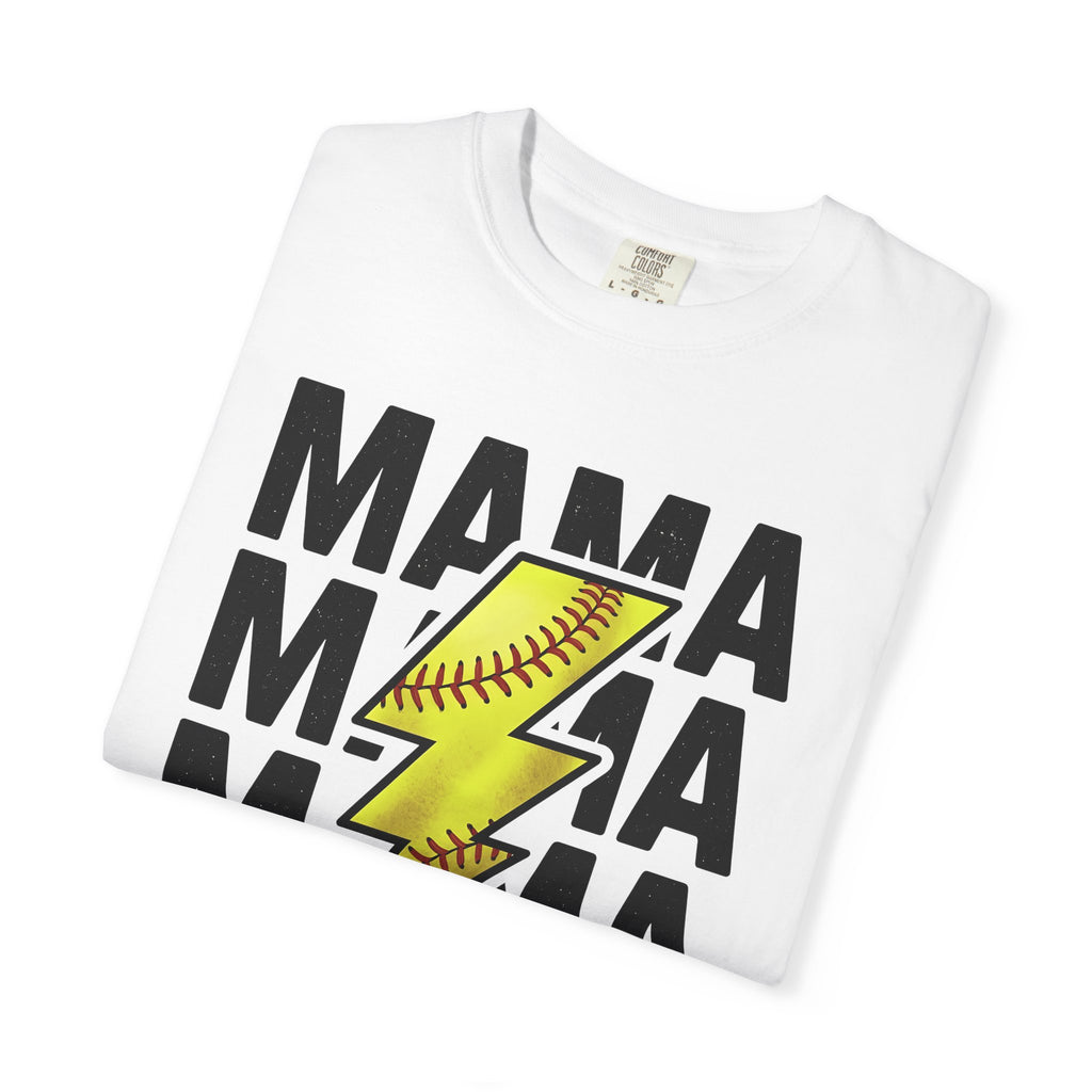 Softball Flash Bolt Shirt Moms Workout Gift Women Heavy Tee Fastpitch T-Shirt Mom Enthusiast Grunge Tshirt Fitness Graphic Retro Seam Tshirt