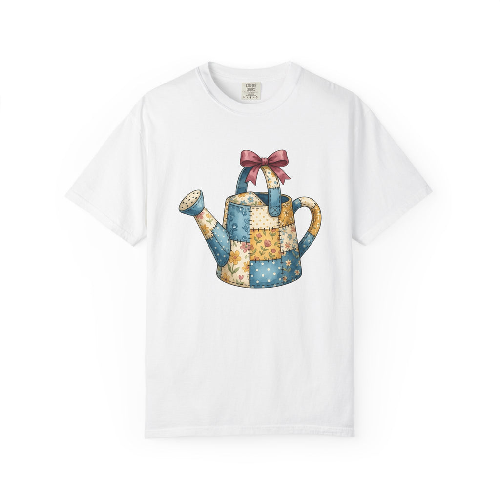 Patchwork Watering Can Shirt Easter Spring Gift Women Farmhouse Tee Watering Can T-Shirt Easter Fan Rustic Tshirt Season Graphic Watercolor