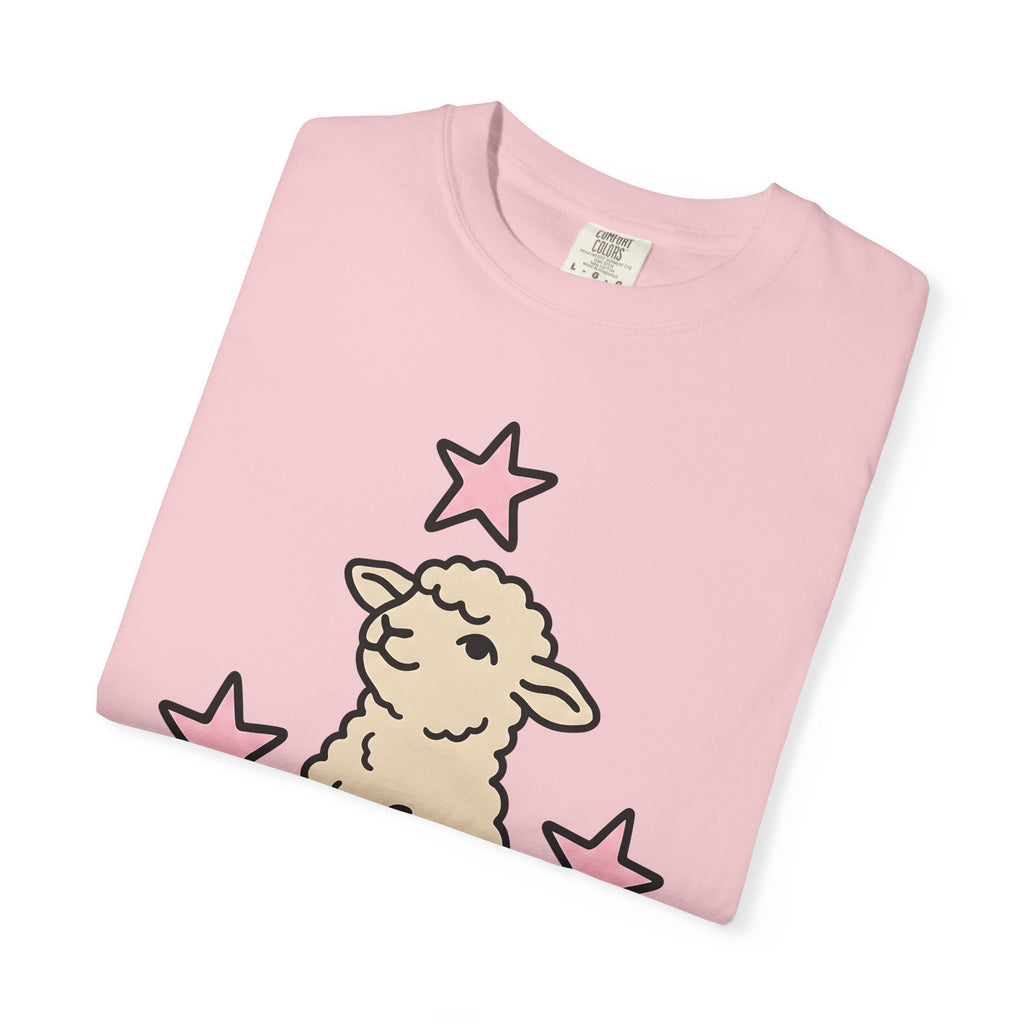 Lamb Illustration Shirt Easter Pet Gift Women Cute Tee Sheep T-Shirt Easter Fan Lamb Tshirt Animal Graphic Comic Star Shapes Tshirt