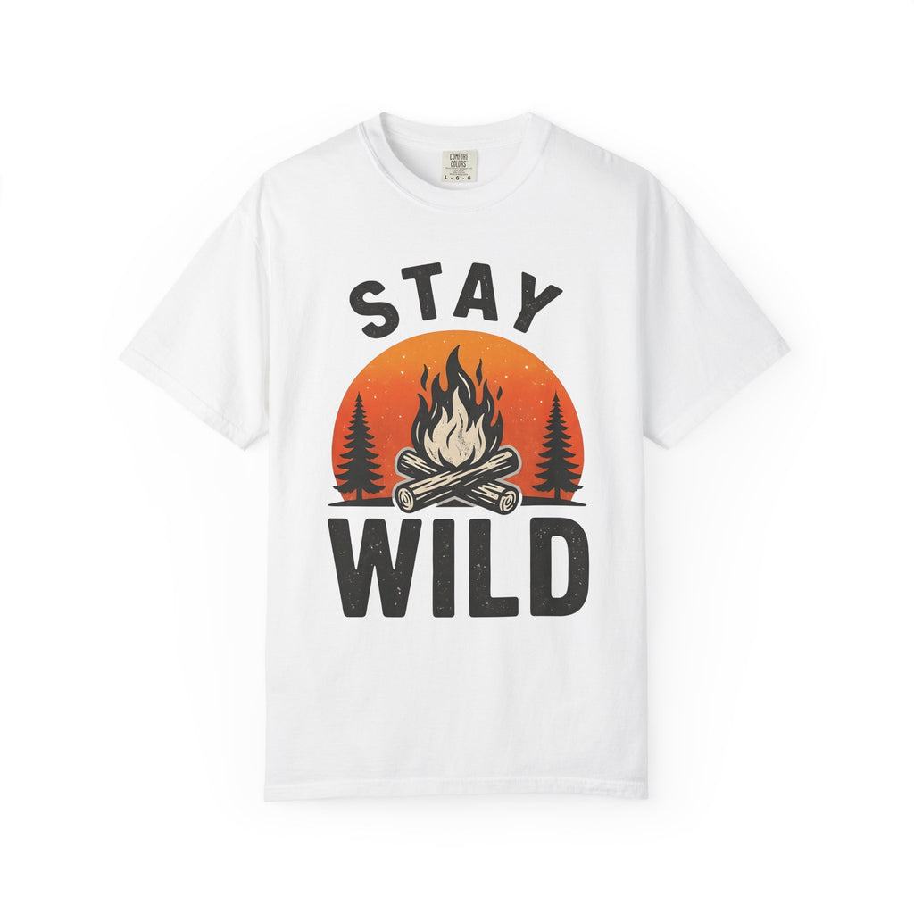 Campfire Graphic Shirt Camping Nature Gift Women Vintage Tee Bonfire T-Shirt Camper Fan Distressed Tshirt Wilderness Graphic Retro Pine