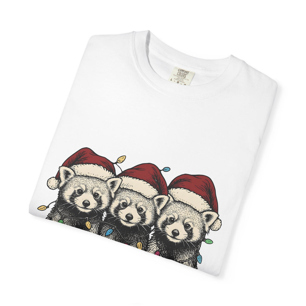Red Panda Family Shirt Christmas Fauna Gift Women Illustration Tee Panda T-Shirt Christmas Fan Drawing Tshirt Wildlife Graphic Doodle