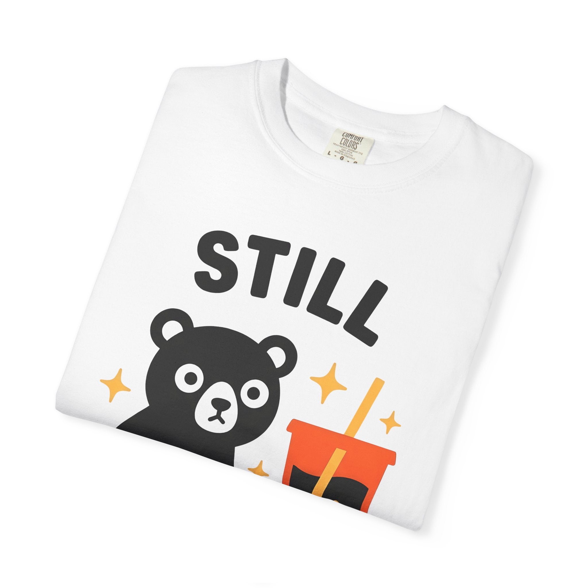 Bear Bubble Tea Shirt Coffee Wildlife Gift Women Cute Tee Boba T-Shirt Coffee Fan Animal Graphic Tshirt Simple Glitter Tshirt
