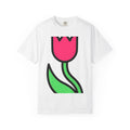 Tulip Bloom Shirt Easter Blossoms Gift Women Simple Tee Tulip T-Shirt Spring Fan Floral Tshirt Flower Graphic Contemporary Leafy Stem Tshirt