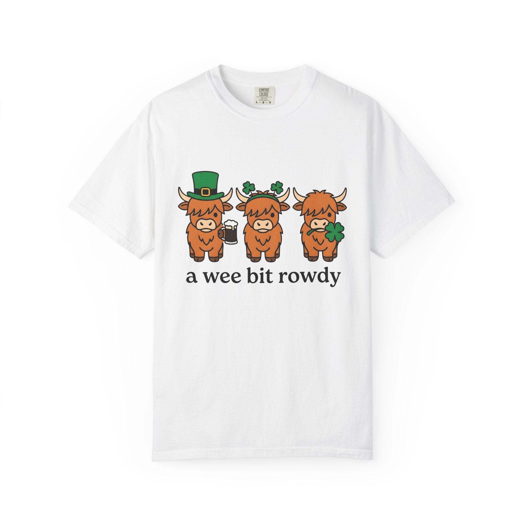 Highland Cow Shirt St Patrick's Day Animal Gift Women Cute Tee Cow T-Shirt St Patricks Fan Cute Tshirt Creature Graphic Cartoon Shamrock