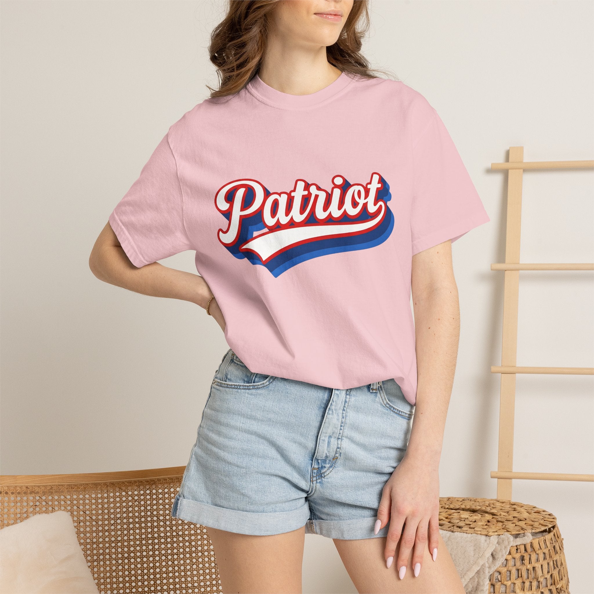 Patriotic Font Shirt America Event Gift Women Heavy Tee Typography T-Shirt American Fan Vintage Tshirt Festival Graphic Rustic Old School