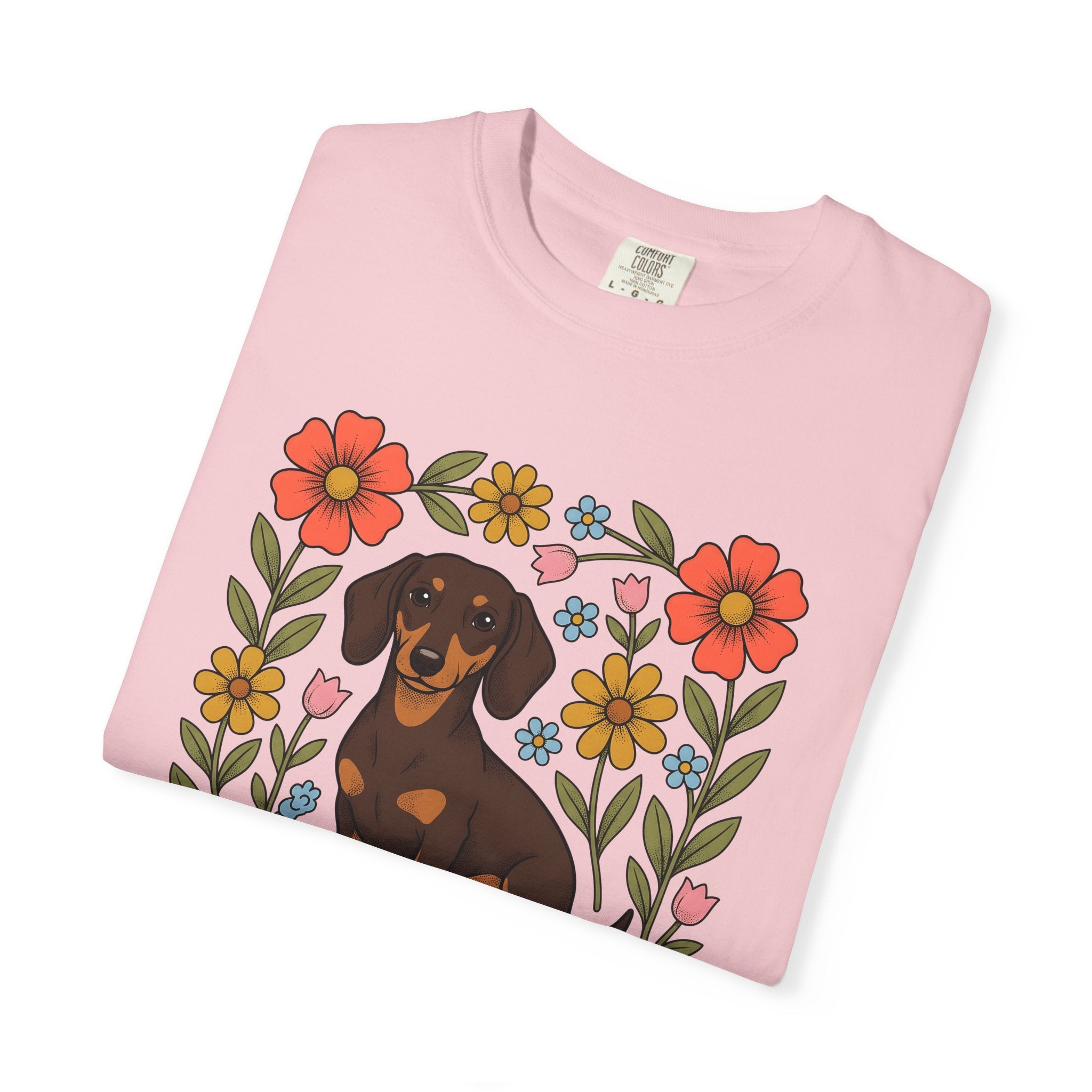 Dachshund Hound Shirt Dog Garden Gift Women Ethnic Tee Wiener Dog T-Shirt Dog Fan Tribal Tshirt Yard Graphic Antique Garland Frame Tshirt