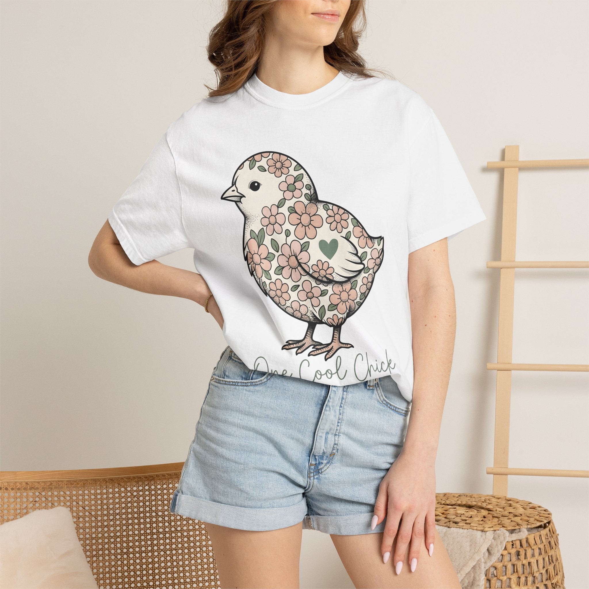 Blossom Hen Shirt Easter Wildlife Gift Women Indie Tee Chicken T-Shirt Spring Fan Hen Tshirt Wildlife Illustration Classic Heart Shape