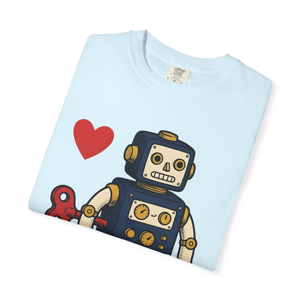 Android Heart Shirt Valentine's Day Old-School Gift Women Animated Tee Robot Heart T-Shirt Valentine Fan Cartoony Tshirt Retro Graphic