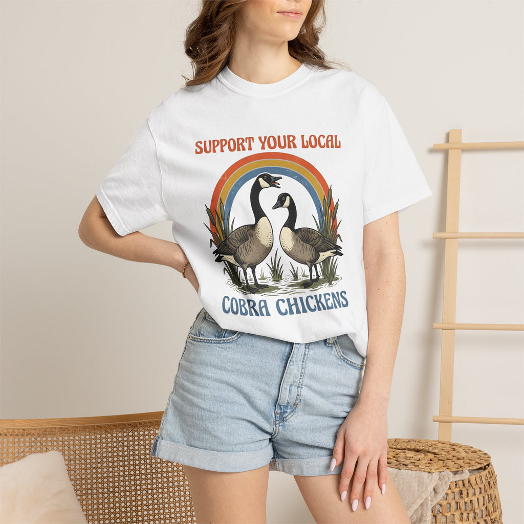 Canada Geese Shirt Funny Wildlife Gift Women Retro Tee Goose T-Shirt Humor Fan Vintage Tshirt Animal Graphic Hand Drawn Rainbow Tshirt