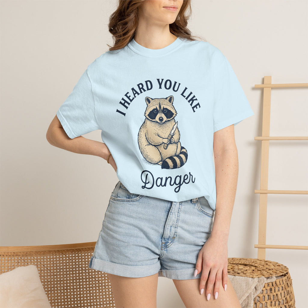 Raccoon Design Shirt Animal Joke Gift Women Sketch Tee Trash Panda T-Shirt Animal Fan Drawing Graphic Retro Folding Knife Tshirt