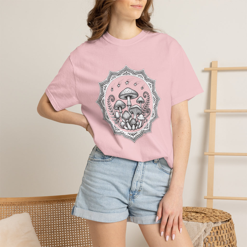 Fungi Cluster Shirt Boho Chic Wilderness Gift Women Doodle Tee Mushroom T-Shirt Hippie Fan Hand Drawn Tshirt Outdoor Graphic Outline