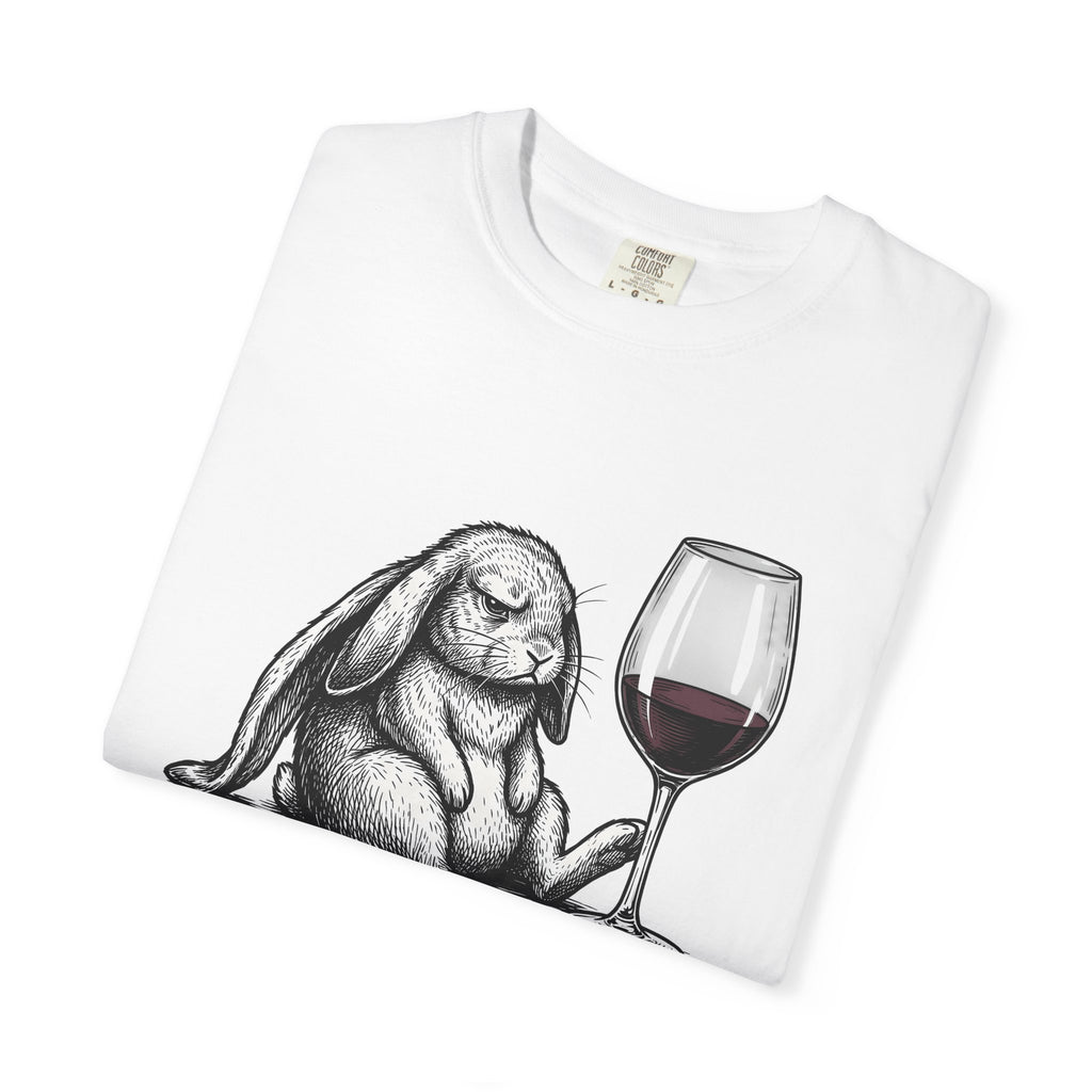 Hare Wine Shirt Funny Critter Gift Women Illustration Tee Wine T-Shirt Humor Fan Vintage Tshirt Animal Graphic Hand Drawn Glassware Tshirt