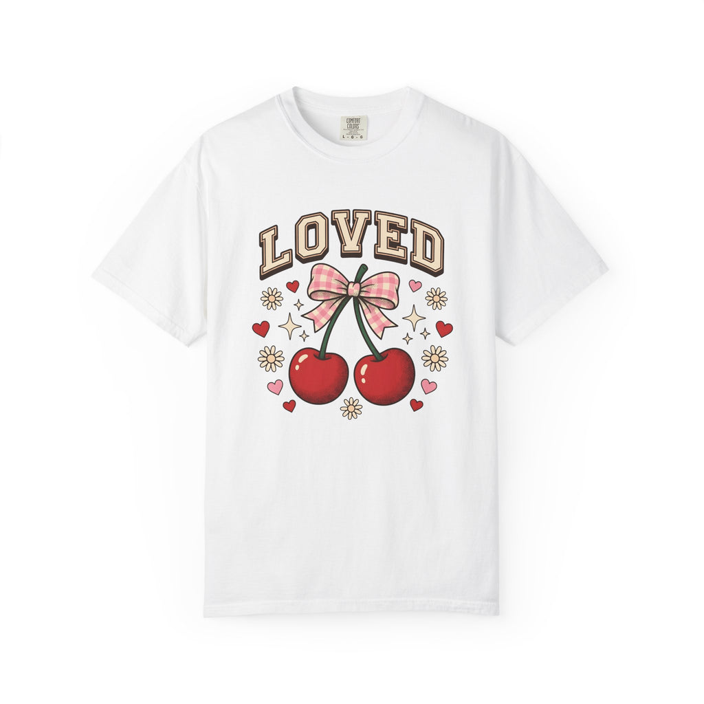 Cherry Hair Bow Shirt Valentine Fresh Fruit Gift Women Adorable Tee Hair Bow T-Shirt Cupid Fan Cute Tshirt Fruit Graphic Classic Heart
