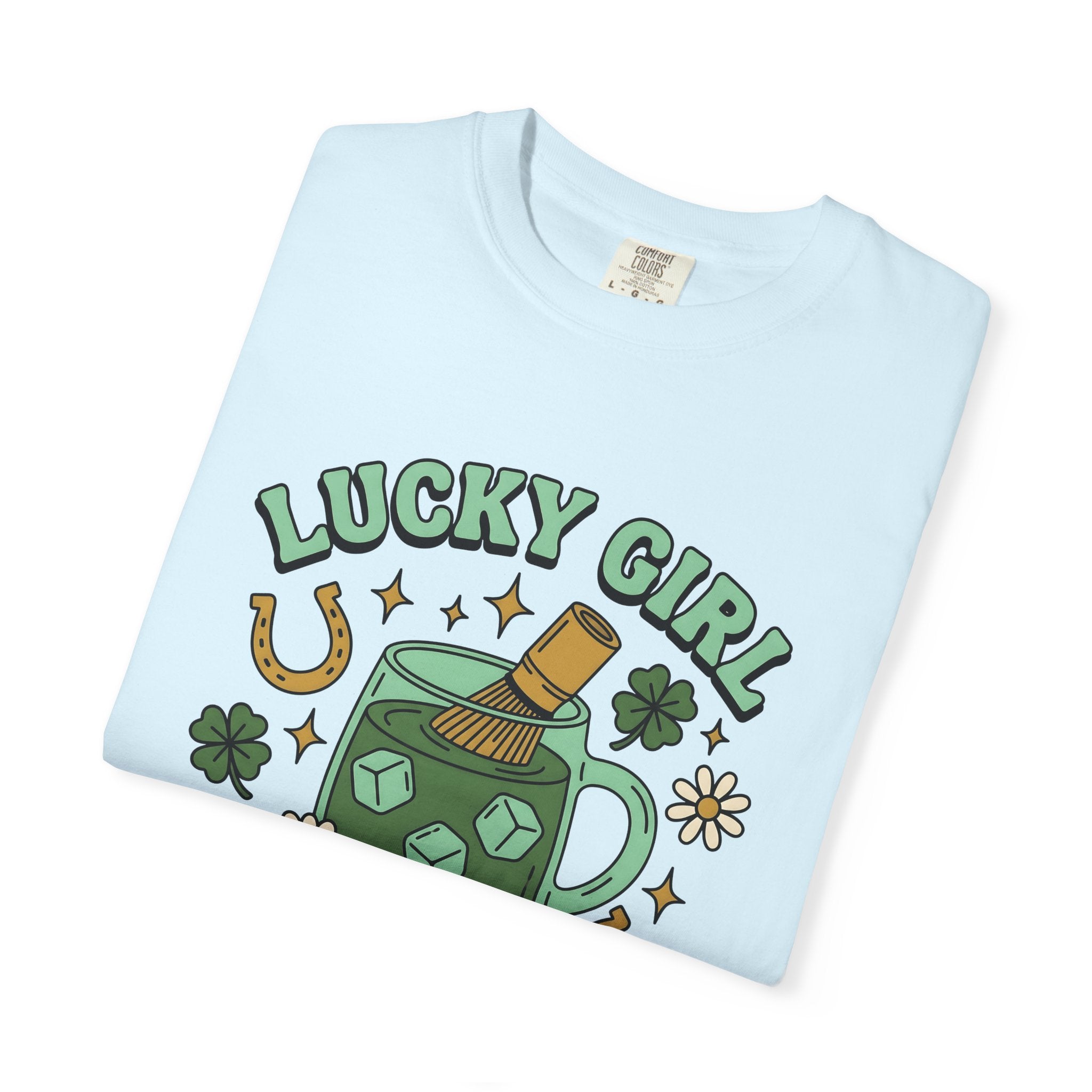 Matcha Drink Shirt St Patrick's Day Coffee Gift Women Doodle Tee Green Tea T-Shirt Shamrock Fan Hand Drawn Tshirt Coffee Graphic Retro