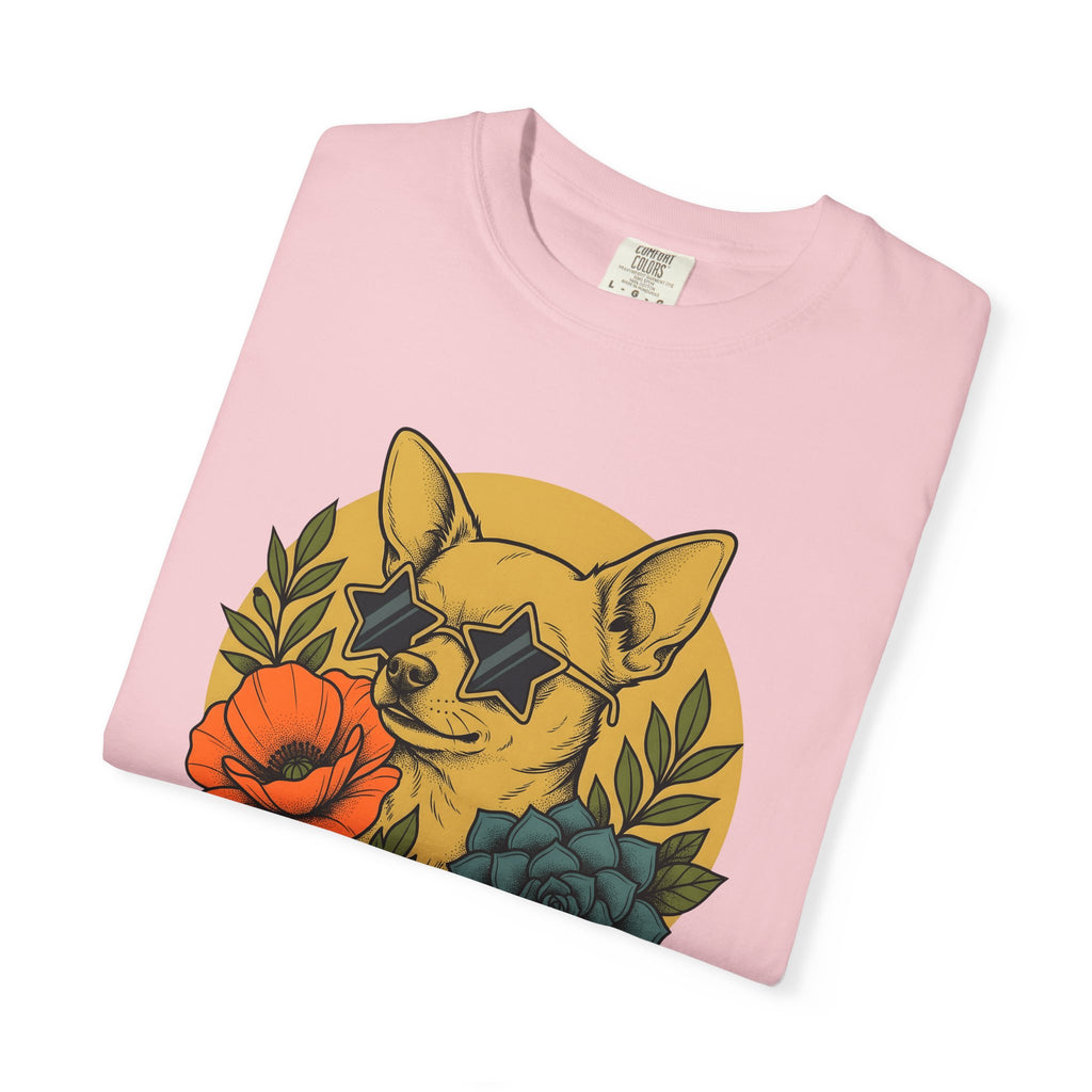 Chihuahua Pet Shirt Dog Garden Gift Women Tribal Tee Puppy T-Shirt Dog Fan Canine Tshirt Floral Graphic Classic Petals Tshirt
