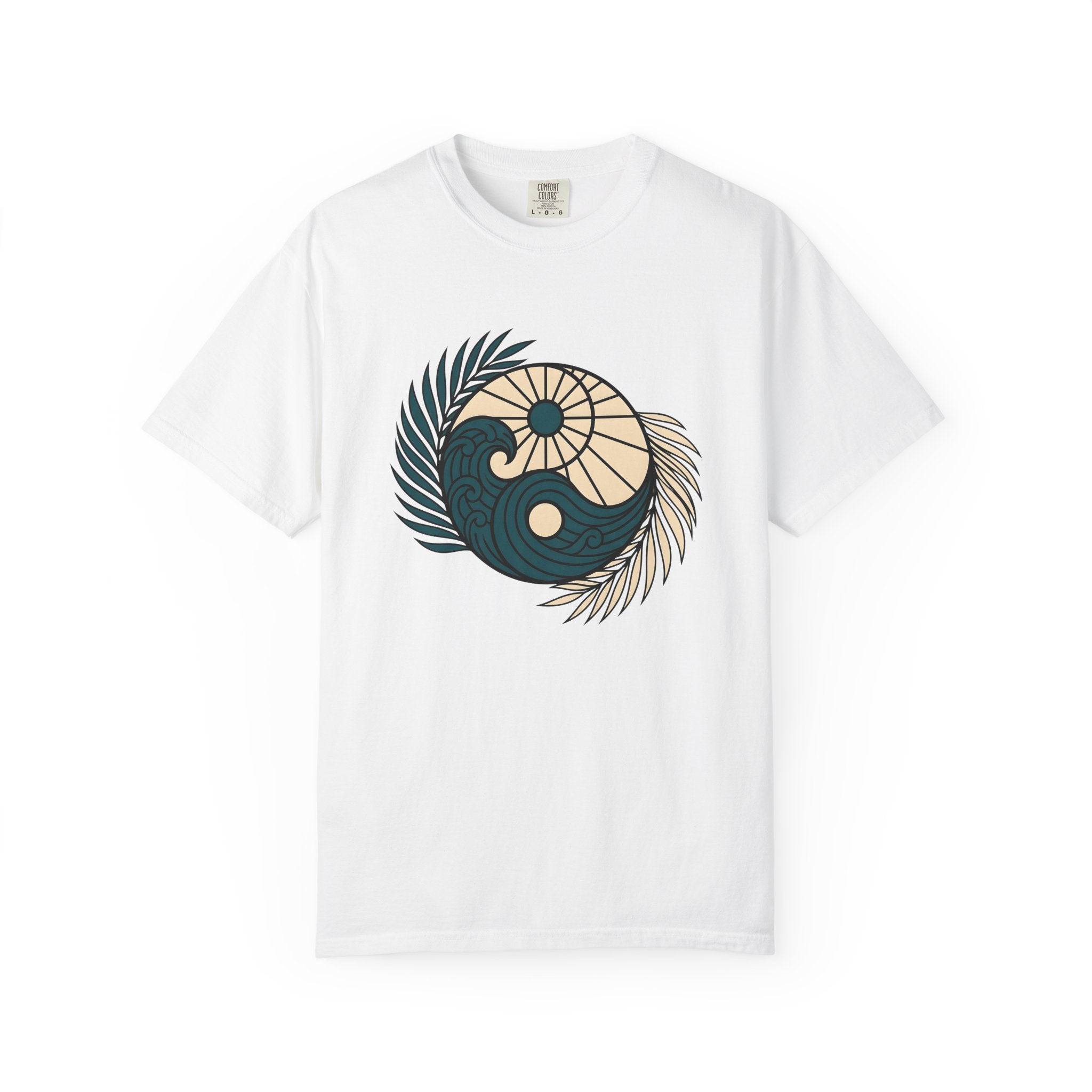Ocean Sun Tree Shirt Sports Coastal Gift Women Rustic Tee Sea T-Shirt Athlete Fan Beach Graphic Tshirt Simple Frond Tshirt