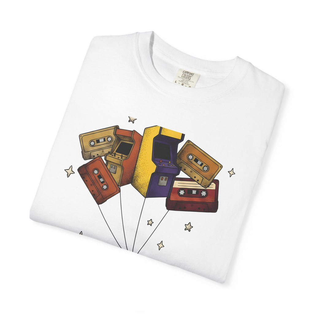 Robot Balloons Shirt Retro Audio Gift Women Hand Drawn Tee Balloon Robots T-Shirt Vintage Fan Illustrated Tshirt Sound Graphic Sketch Gaming
