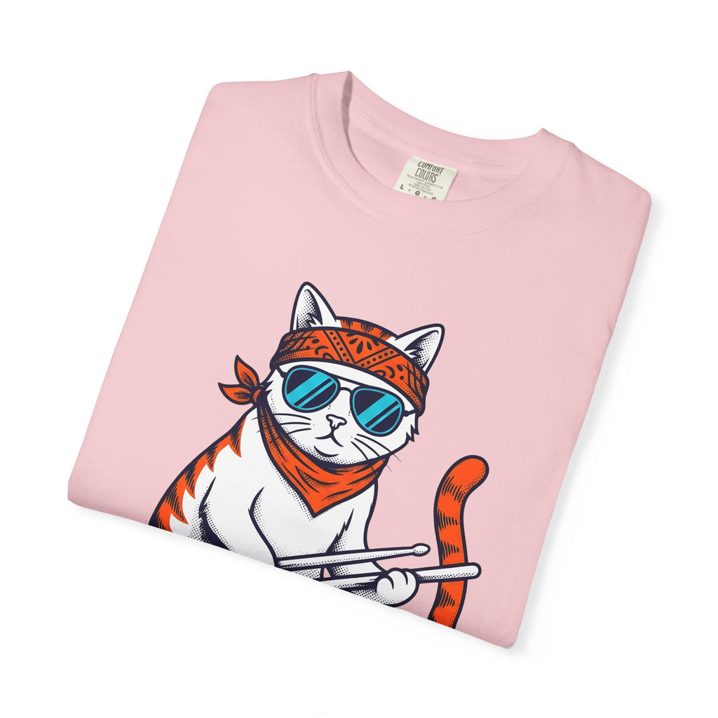 Drummer Kitten Shirt Cat Instruments Gift Women Comic Tee Drummer T-Shirt Cat Fan Cartoon Tshirt Musical Instrument Graphic Vintage Shades