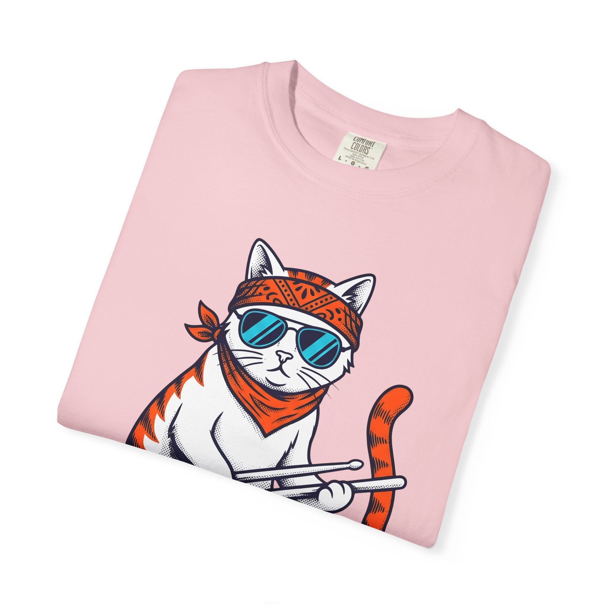 Drummer Kitten Shirt Cat Instruments Gift Women Comic Tee Drummer T-Shirt Cat Fan Cartoon Tshirt Musical Instrument Graphic Vintage Shades
