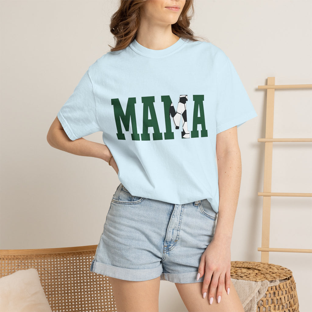 Soccer Ball Text Shirt Moms Sports Gift Women Bold Tee Football T-Shirt Mom Fan Bold Typography Tshirt Athlete Graphic Retro Sports Tshirt