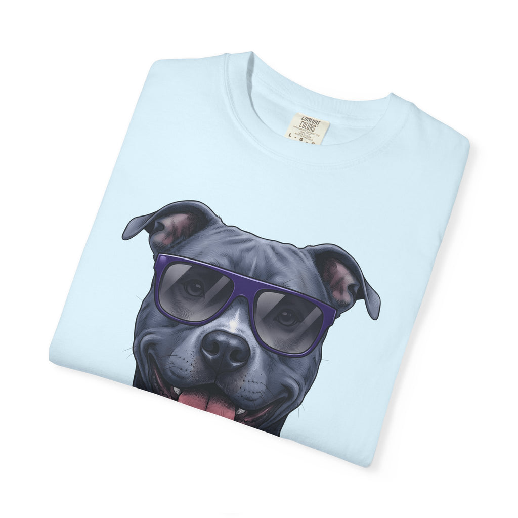 Pitbull Sunnies Shirt Dog Comedy Gift Women Detailed Tee Doggy Shades T-Shirt Dog Fan Realistic Tshirt Humor Graphic Old School Grin Tshirt