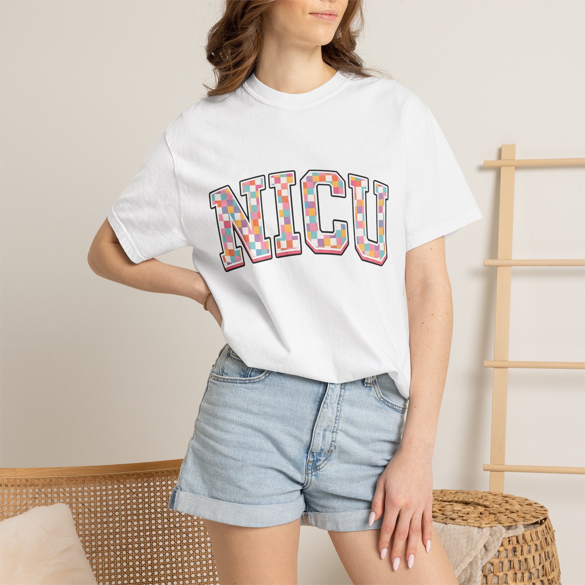 Block Lettering Design Shirt Nurses Clinic Gift Women Thick Tee Typography T-Shirt Nurse Enthusiast Bold Tshirt Medical Graphic Old School