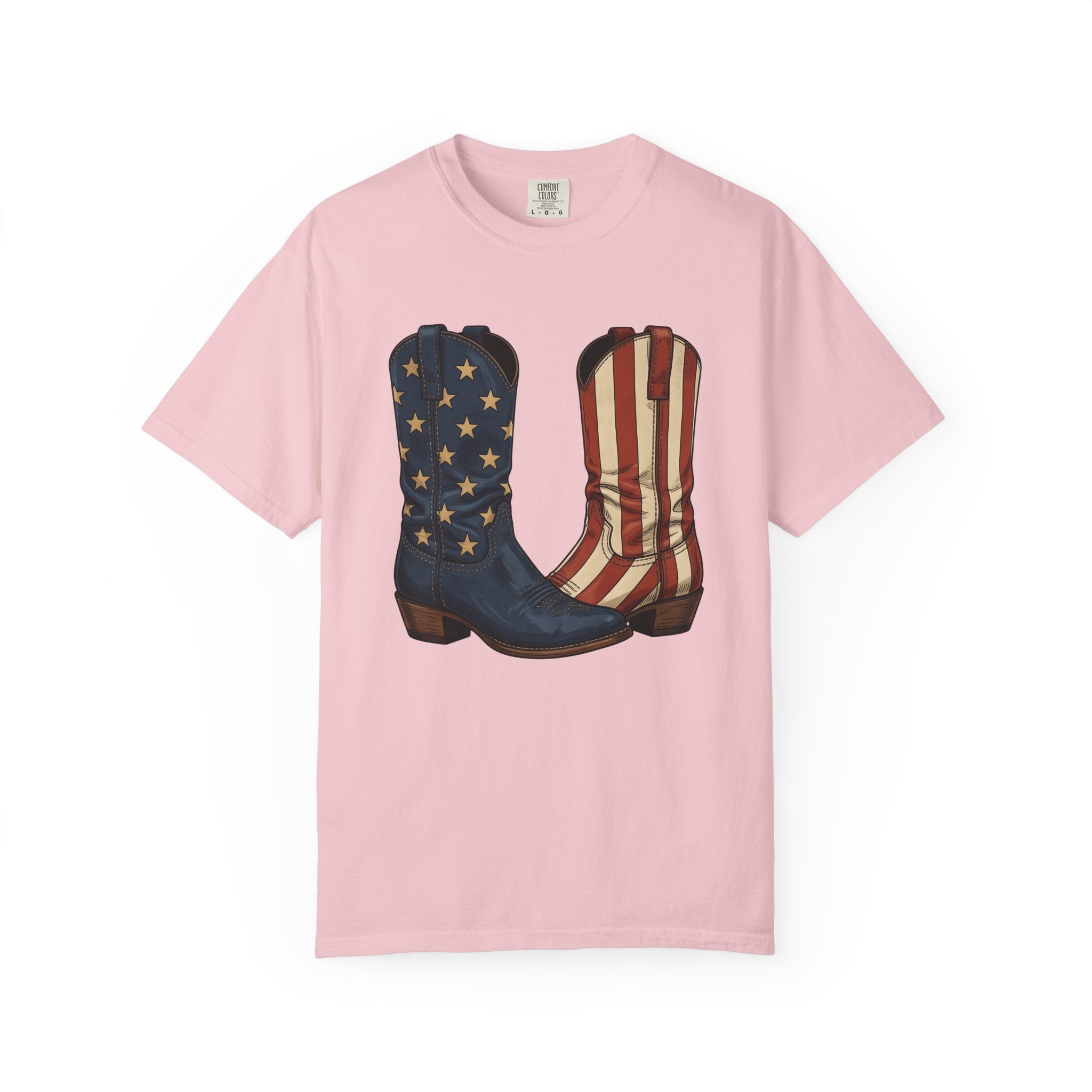 Cowboy Boots Shirt America Rodeo Gift Women Americana Tee Boots T-Shirt American Fan Country Tshirt Rodeo Graphic Hand Drawn Stars Tshirt
