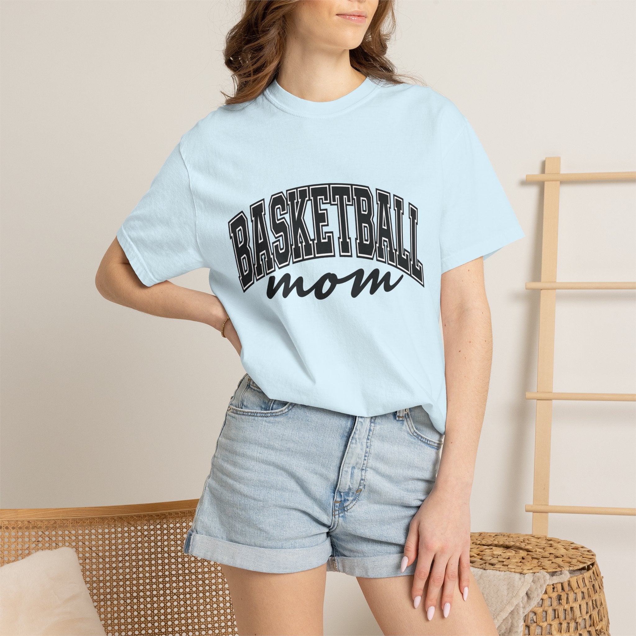 Sporty Mom Shirt Moms Basketball Gear Gift Women Powerful Tee Fitness Mom T-Shirt Mom Enthusiast Bold Tshirt Court Graphic Classic Team Font