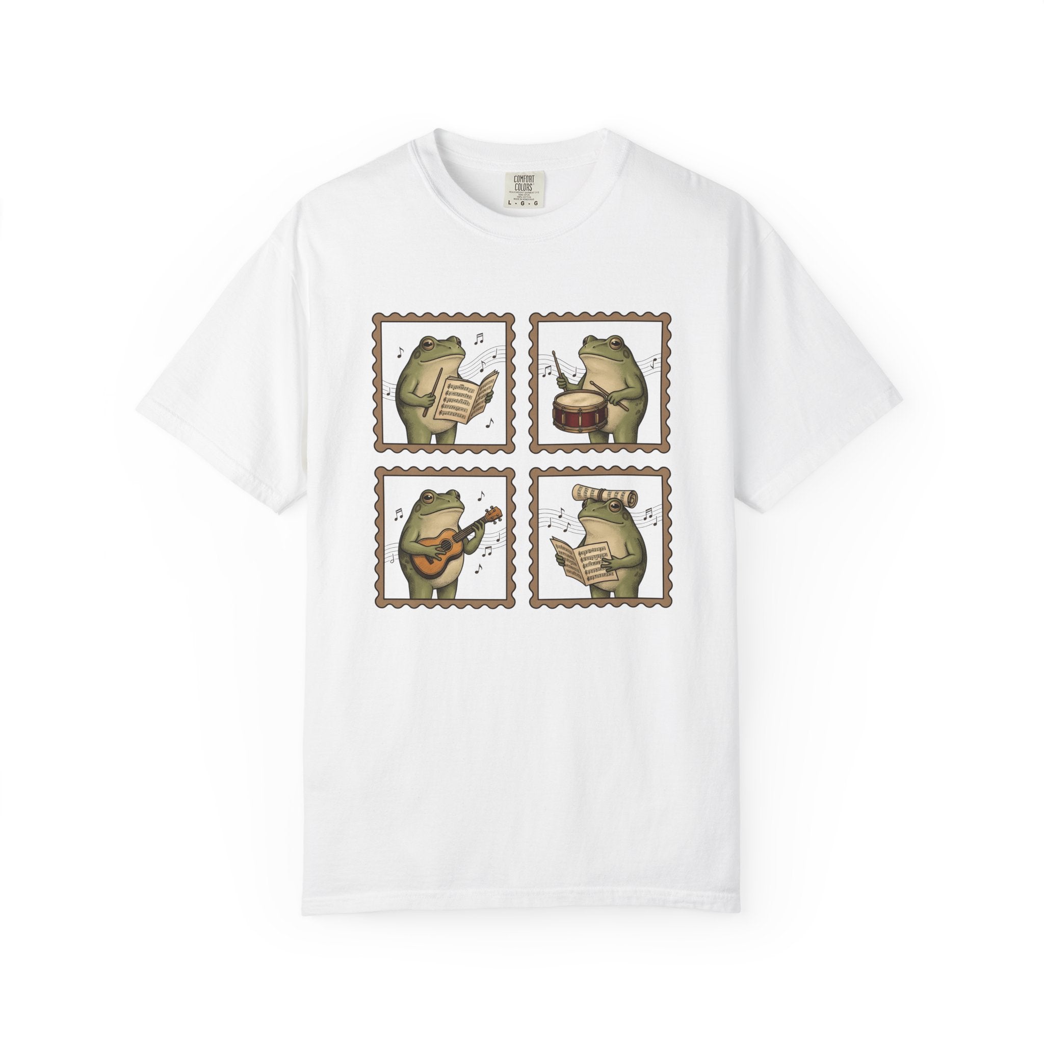 Frog Players Shirt Music Critters Gift Women Sketch Tee Toad T-Shirt Music Fan Drawing Tshirt Antique Melody Signs Tshirt