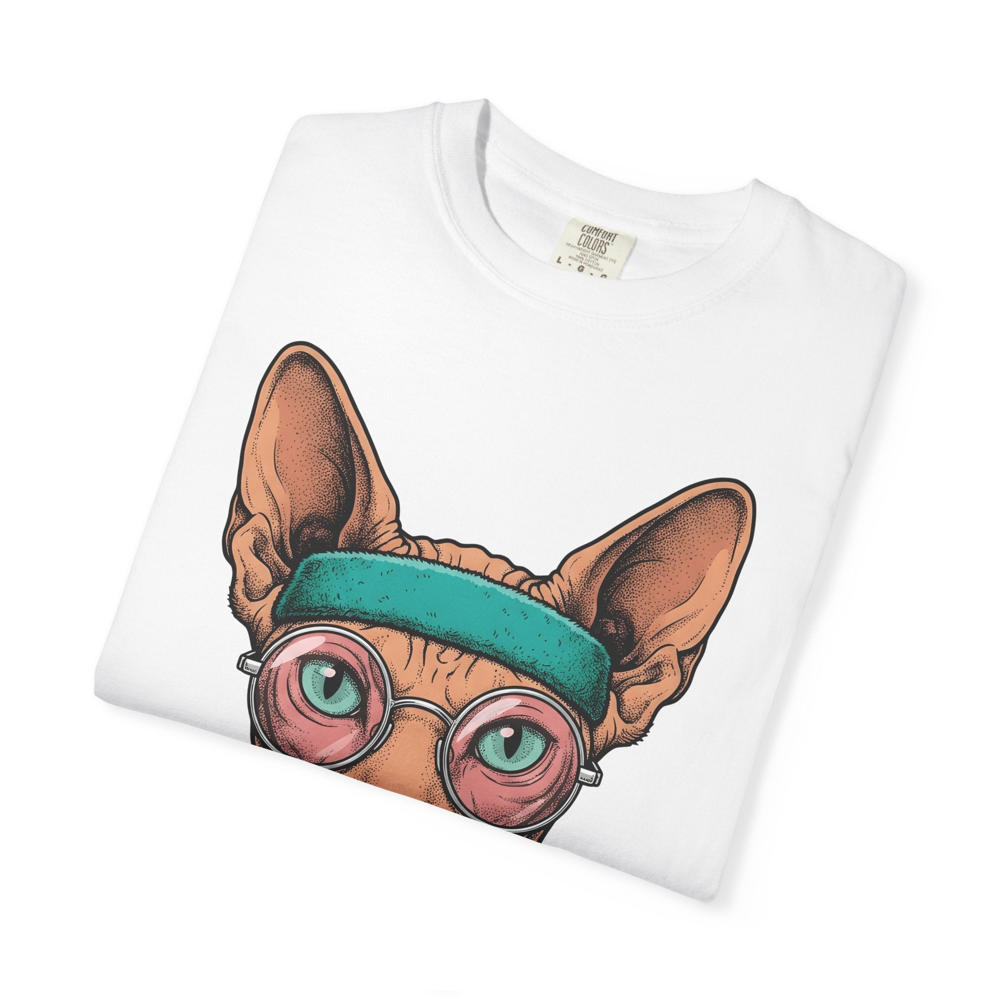 Sphynx Feline Shirt Cat Mindfulness Gift Women Line Art Tee Cat T-Shirt Cat Fan Minimalist Graphic Cat Illustration Pop Art Spectacles