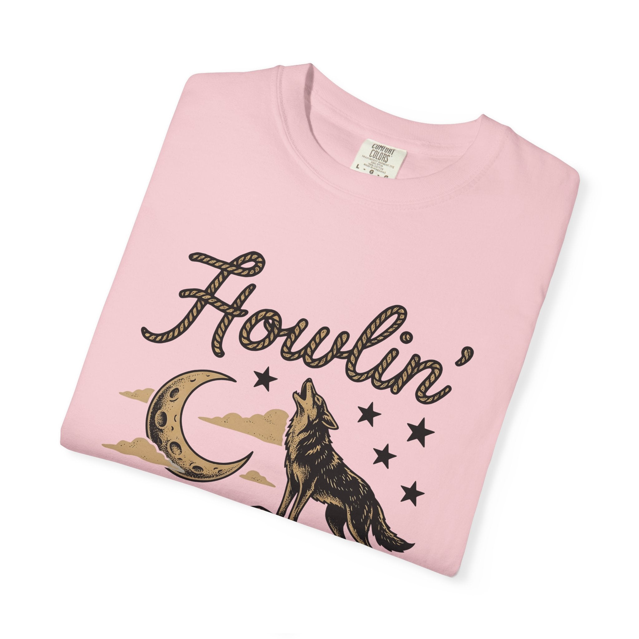 Wolf Howling Shirt Cowgirl Cowboy Gift Women Retro Tee Wolf T-Shirt Rodeo Fan Vintage Tshirt Cowboy Graphic Throwback Moon Phase Tshirt