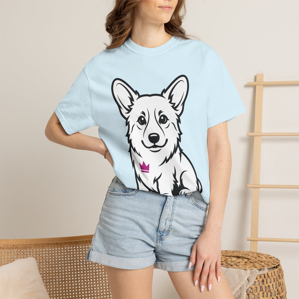 Corgi Puppy Shirt Dog Animal Gift Women Comic Tee Puppy T-Shirt Dog Fan Canine Graphic Dog Illustration Simple Tiara Tshirt