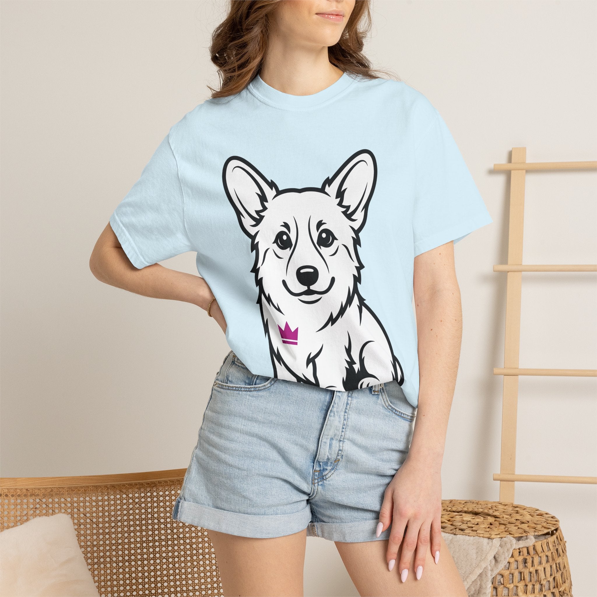Corgi Puppy Shirt Dog Animal Gift Women Comic Tee Puppy T-Shirt Dog Fan Canine Graphic Dog Illustration Simple Tiara Tshirt