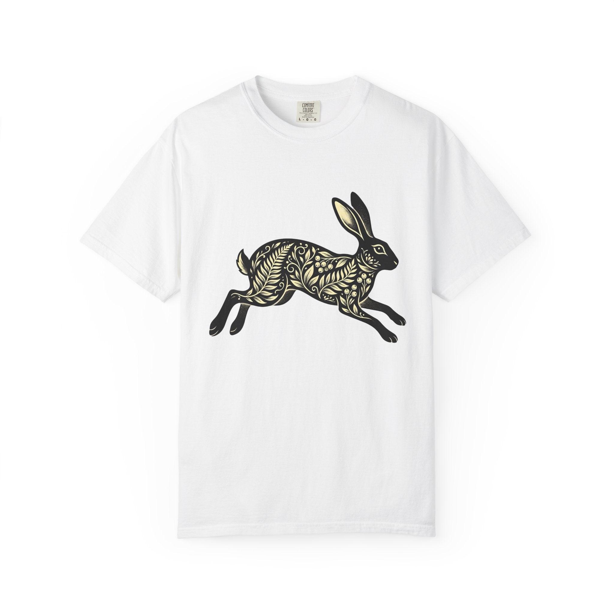 Floral Bunny Shirt Easter Animal Gift Women Folk Art Tee Rabbit T-Shirt Easter Fan Bunny Tshirt Naive Art Graphic Vintage Botanical Tshirt