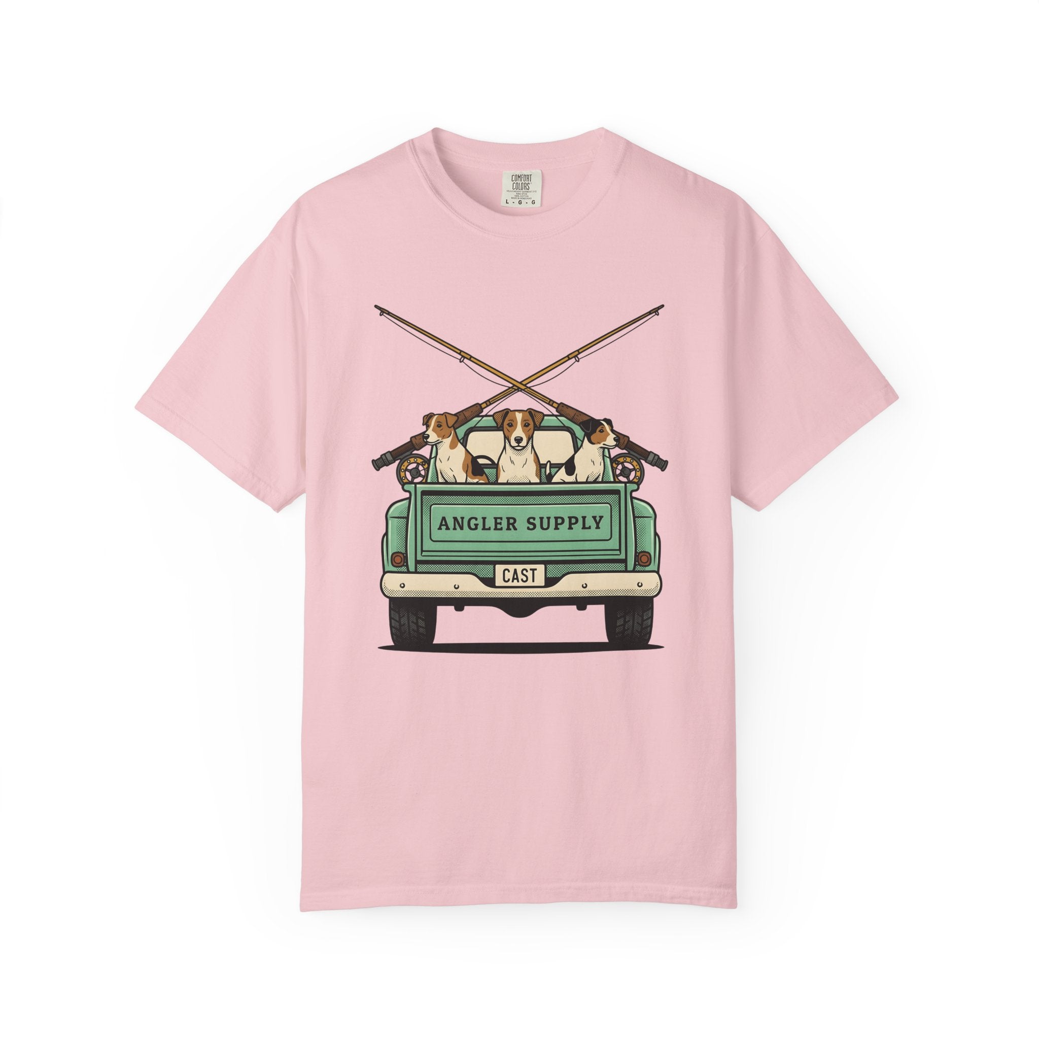 Canine Truck Shirt Dog Sporting Goods Gift Women Distressed Tee Dog Truck T-Shirt Dog Fan Vintage Tshirt Outdoor Graphic Cartoon Fishing