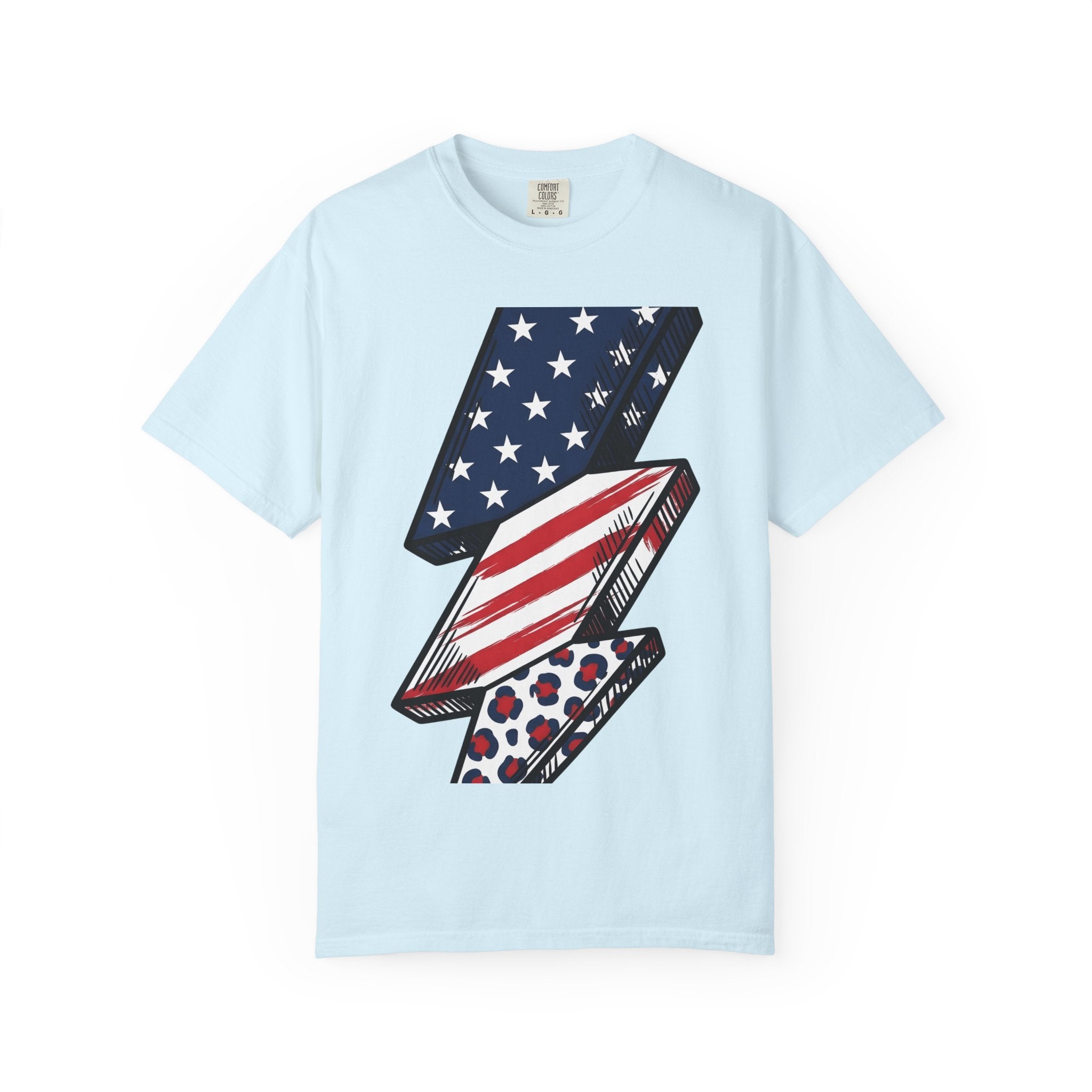American Lightning Bolt Shirt 4th Of July Independence Gift Women Digital Art Tee Lightning T-Shirt Patriot Fan Graphic Tshirt Freedom