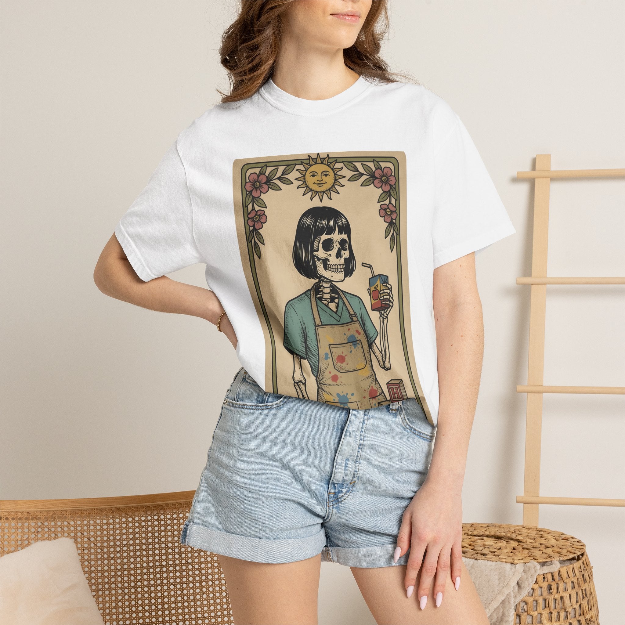 Skeletal Professor Shirt Teacher Gag Gift Women Fortune Card Tee Skeleton T-Shirt Educator Enthusiast Tarot Tshirt Prank Graphic Classic