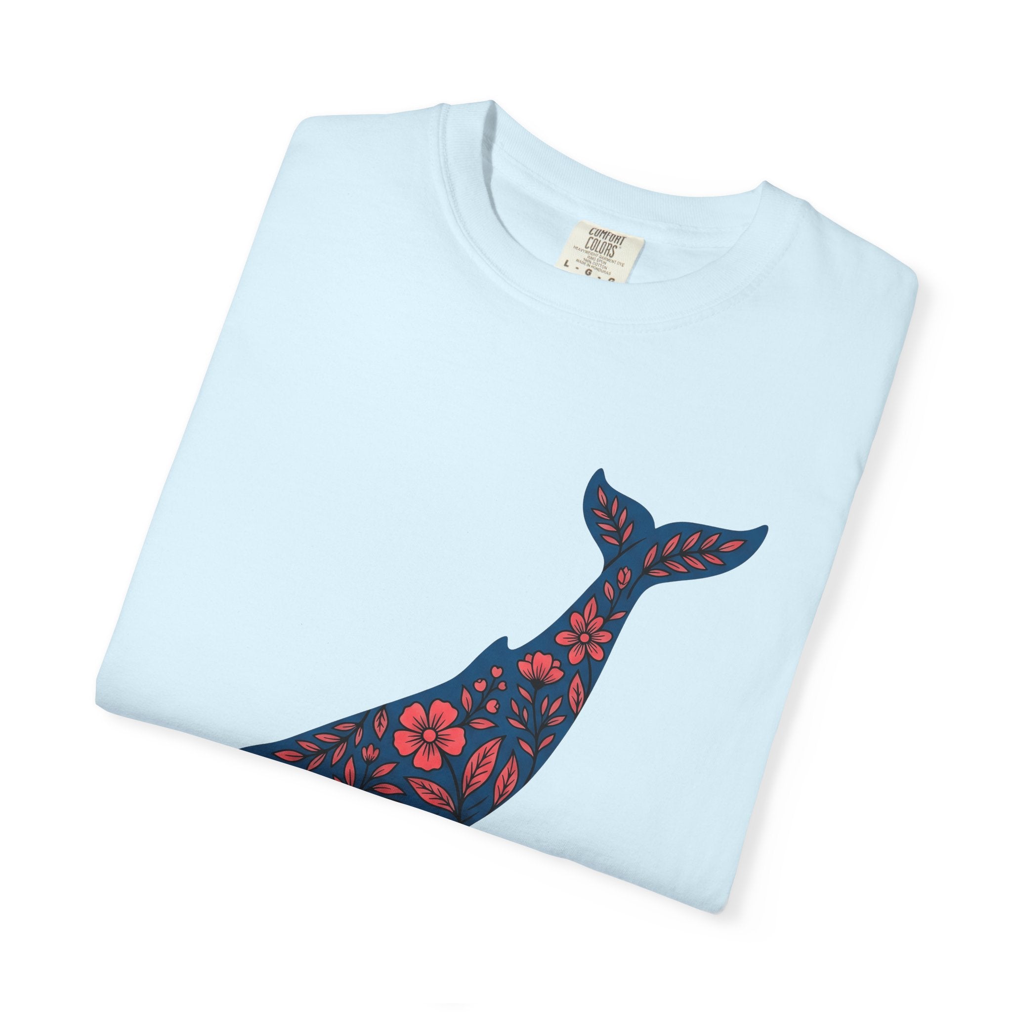 Whale Blossom Shirt Animals Aquatic Gift Women Rustic Tee Whale Flower T-Shirt Wildlife Fan Marine Graphic Tshirt Sleek Plant Tshirt